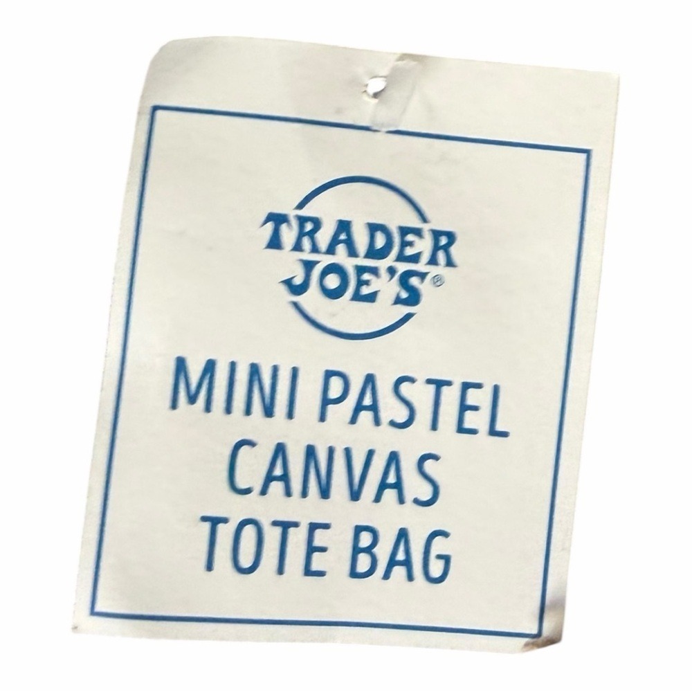 TRADER JOE'S Mini Pastel Canvas Tote Bag NWT - Picture 5 of 8